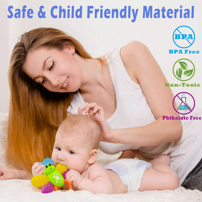 Infant Toys 0-3 Months Infant Rattles AIVIAI Baby Rattle Teether Toy Set with Storage Box Musical rattles for Newborn Girl Boy 5 6 8 9 12 Month (11pcs)