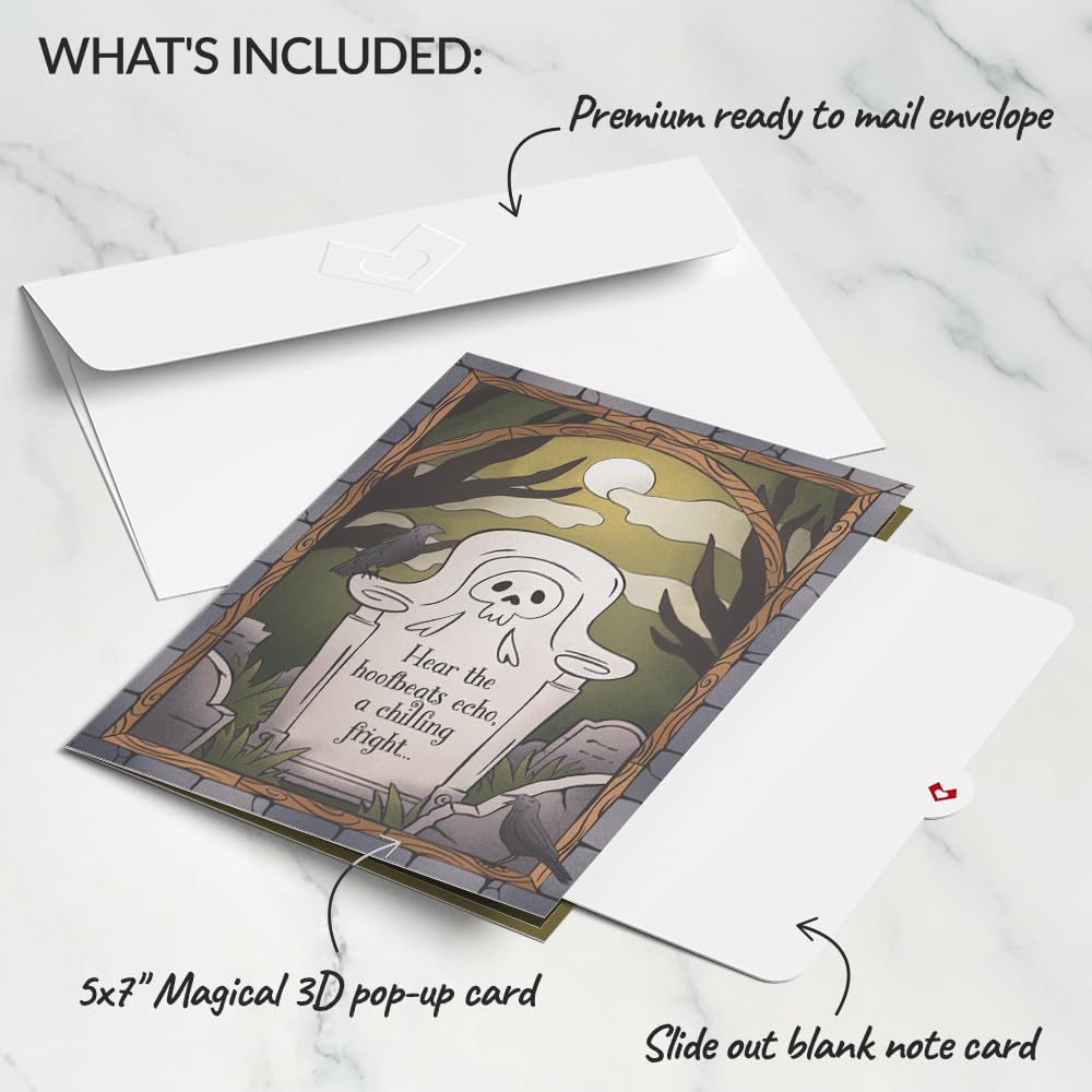 Lovepop Halloween Pop-Up Card for Her and Him - 3D Greeting Cards for Boys, Girls, Men, Women - Headless Horseman - 5" x 7" Card - Blank Notecard and Envelope Included