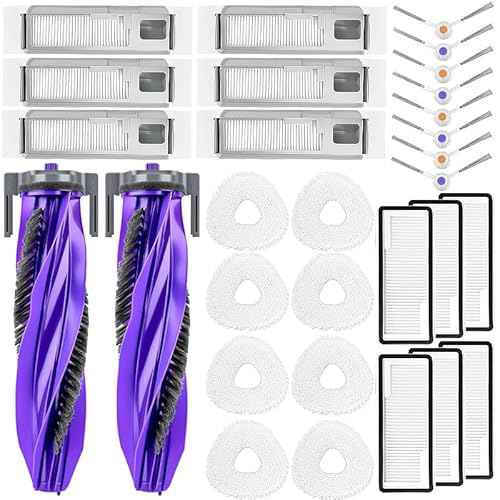 Replacement Accessories Compatible with Narwal Freo X Ultra Robot Vacuum Cleaner, 2 Main Brush, 6 Hepa Filter, 6 Dust Bags, 8 Mop Pads, 8 Side Brushes