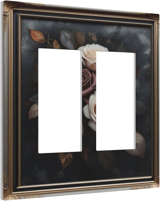 Decorative Art Light Switch Covers Elegant Rose Bouquet Art 2 Gang Dual Rocker Outlet Switch plate Faceplate GFCI for Home Decor