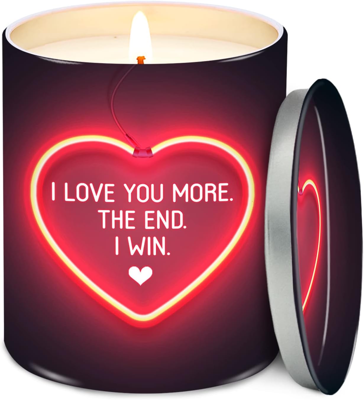 TEEZWONDER Valentines Day Gifts for Her Girlfriend - I Love You More Vanilla Lavender Romantic Candles 10 oz - Anniversary Valentines Birthday Gifts for Wife Men Women Girlfriend Boyfriend Him Husband