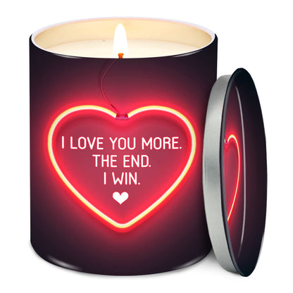 TEEZWONDER Valentines Day Gifts for Her Girlfriend - I Love You More Vanilla Lavender Romantic Candles 10 oz - Anniversary Valentines Birthday Gifts for Wife Men Women Girlfriend Boyfriend Him Husband
