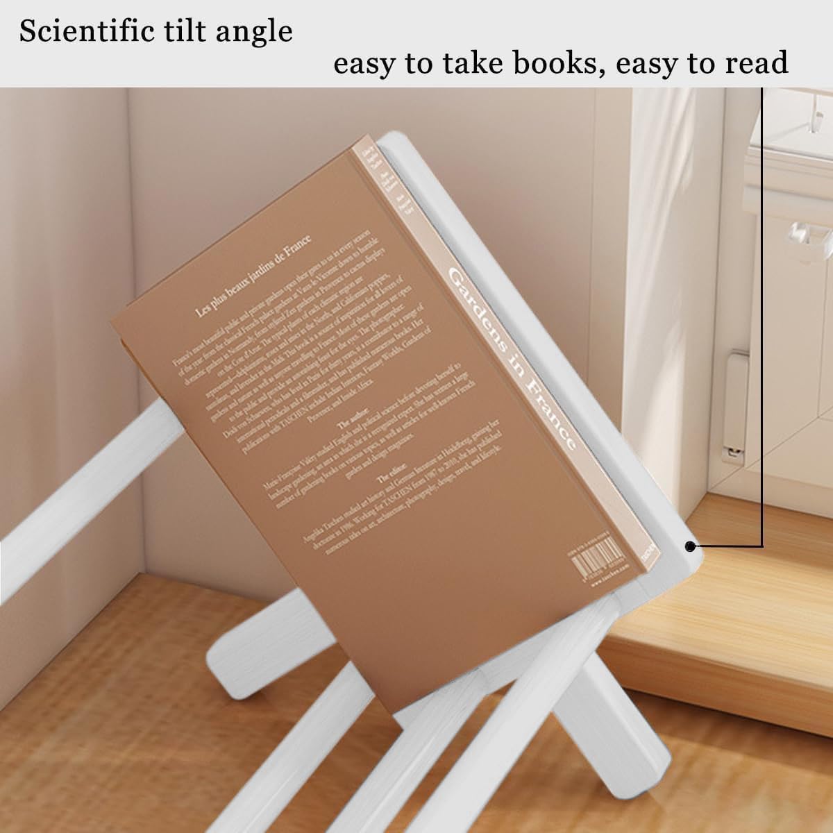 Fox Claw Wood Tilting Bookcase in Living Room/Home/Office, Desktop Book Shelf Organizer Bookshelves Storage Rack for CDs/Magazine/Books Display (White, 16"-L)