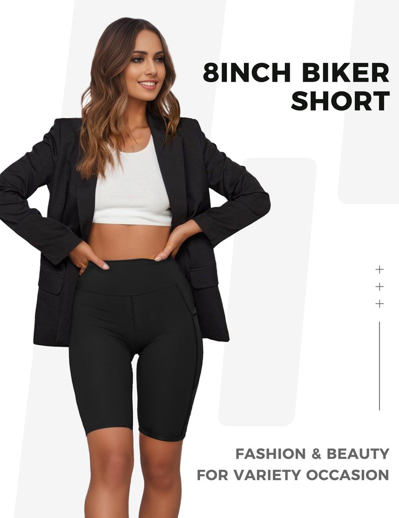 Buauty Biker Shorts Women - 5"/8" High Waisted Tummy Control Workout Gym Spandex Yoga Athletic Bike Shorts with Pocket