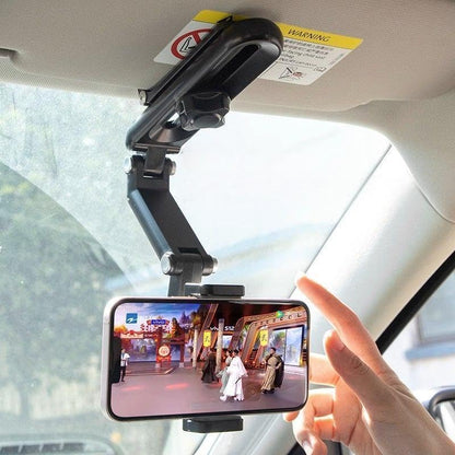 Cell Phone Holder for Car Sun Visor, Mount Clip for Car Cellphone 360° Rearview Phone Holder for Car Perfectly for-Black