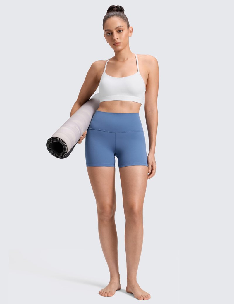 CRZ YOGA Butterluxe Biker Shorts 4'' - High Waisted Booty Workout Volleyball Yoga Womens Spandex Oasis Blue X-Small