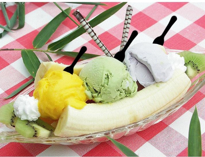 Extra Sturdy, Gmark 100pc 3-Inch Taster Plastic Mini Spoons Black Clear Best for Chocolate Coffee flavor Ice Cream Dessert Black 1 Box Set GM1002H