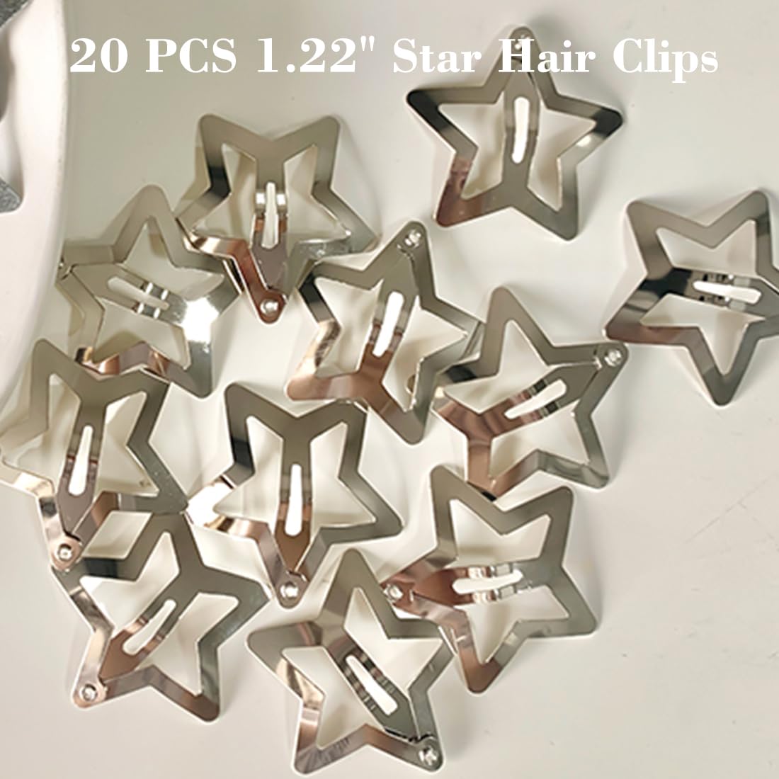 20 PCS 1.22" Star Hair Accessories - Non-Slip Metal Snap Clips and Barrettes for Girls & Women, Y2K Style