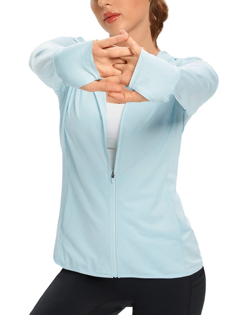 Women's UPF 50+ UV Sun Protection Clothing Zip Up Hoodie SPF Long Sleeve Sun Shirt Fishing Hiking Outdoor Jacket,Blue,M