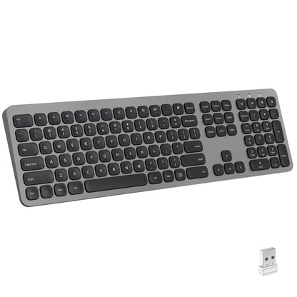 cimetech 2.4GHz Wireless Keyboard with Number Pad Full Size Design for Laptop Desktop PC Tablet, Windows iOS Android - Grey
