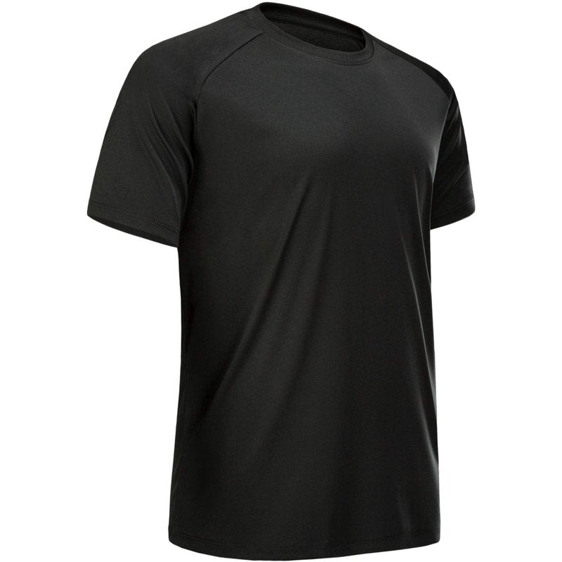 MCPORO Workout Shirts for Men Short Sleeve Quick Dry Athletic Gym Active T Shirt Moisture Wicking Black Large