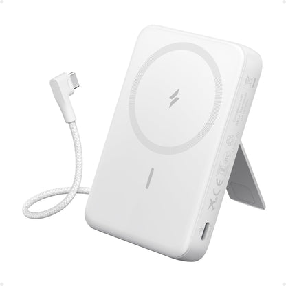 Anker Zolo Magnetic Power Bank, 10,000mAh Wireless Portable Charger with 30W Max Fast Charging, Battery Pack with Built-in USB-C Cable and Adjustable Stand, for iPhone 16/15 Series, AirPods, and More