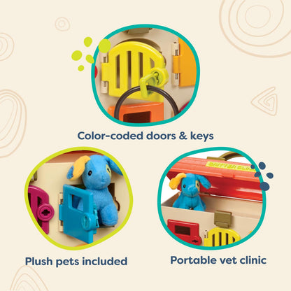 B. toys – Critter Clinic Vet Set – Pretend Play Animal Hospital Toy for Toddlers & Kids – 14 Pieces Pet Care Set with Tools & Plush Toys – 2+ Years