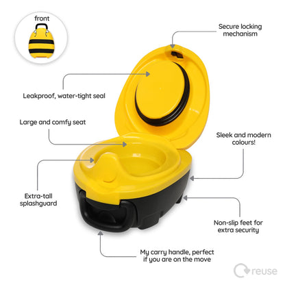 My Carry Potty - Bumble Bee Travel Potty, Award-Winning Portable Toddler Toilet Seat for Kids to Take Everywhere