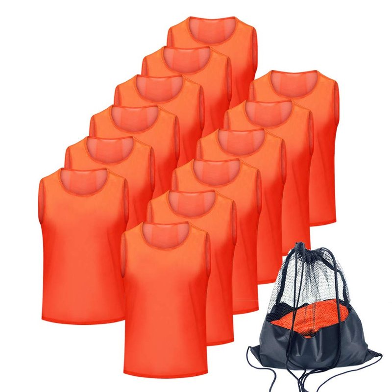 Antoyo Pinnies Soccer pinnies for Soccer Mesh Basketball Jerseys Orange-M