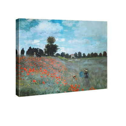 Wieco Art Framed Wall Art The Poppy Field Near Argenteuil Canvas Prints of Claude Monet Floral Oil Paintings Classic Flowers Landscape Pictures Artwork for Bedroom Home Decorations