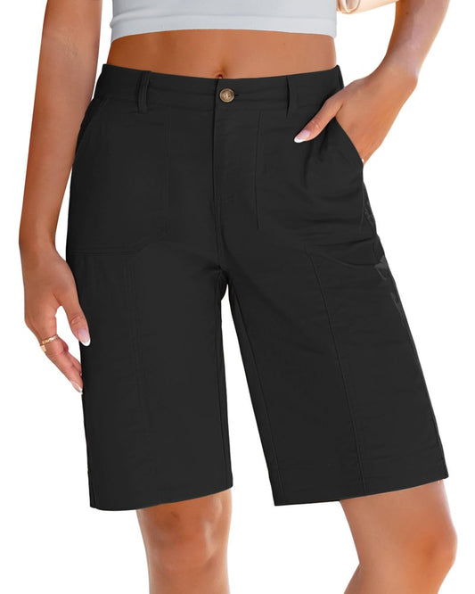 LookbookStore Black Dress Shorts Women Shorts for Women Plus Size Womens Summer Outfits Womens Summer Clothes Pantalones Cortos para Mujer Bermudas para Mujer Black X-Large Fits US Size 16 to 18