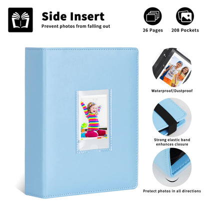 288 Vertical Photos for Instax Mini Photo Book, Front Window, For Polaroid Book Album 2x3 For Fujifilm Instax Mini 12 11 9 99 8 40 Film, Fits Polaroid 300, HP Sprocket, K-pop Photocards (Blue)