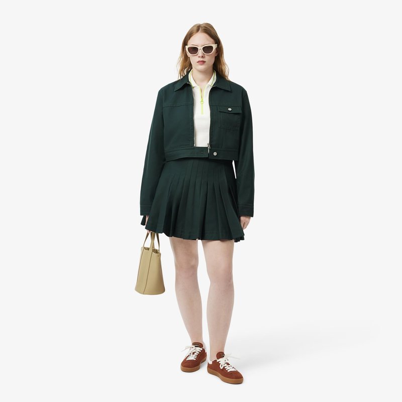 Lacoste Women's Pleated Twill Skirt, Forest Green, 10