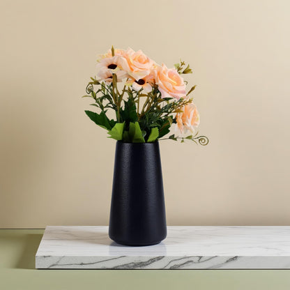 Simple Vase for Flowers Plants, Matte Vases for Modern Table Shelf Home Decor Wedding Boho Decor, 6" H Frosted Elegant Ceramic Vase for Pampas Grass Fluffy Stem Bouquet Lavender Flowers (Black, 1)