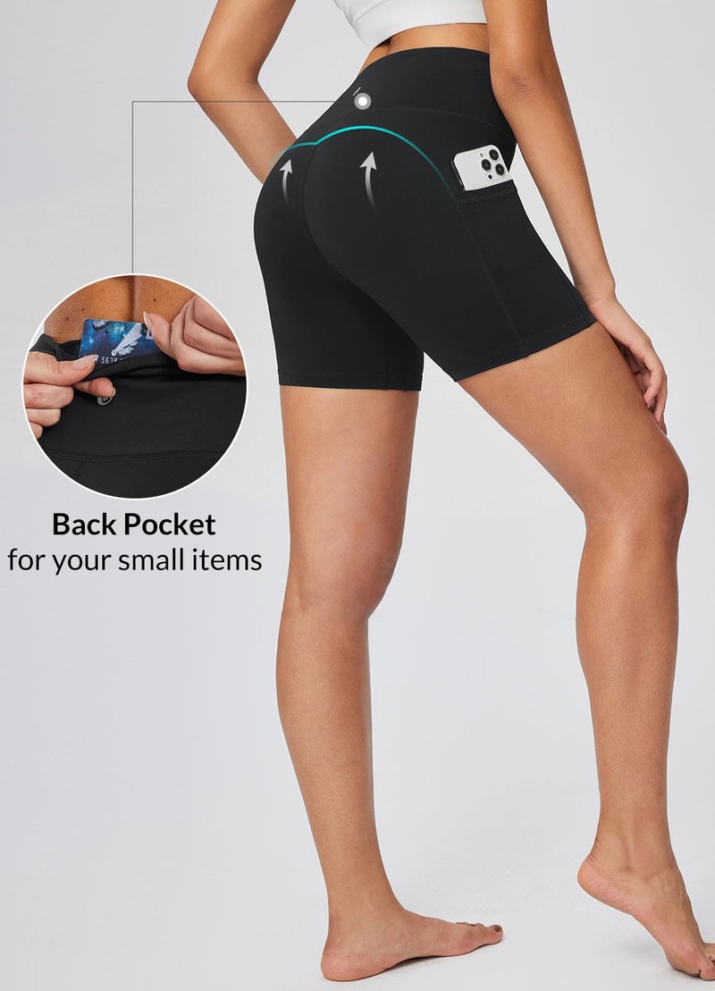 baleaf Sweatleaf Women's Workout Shorts Light Compression High Waisted Yoga Spandex Volleyball Biker Shorts 3 Pockets