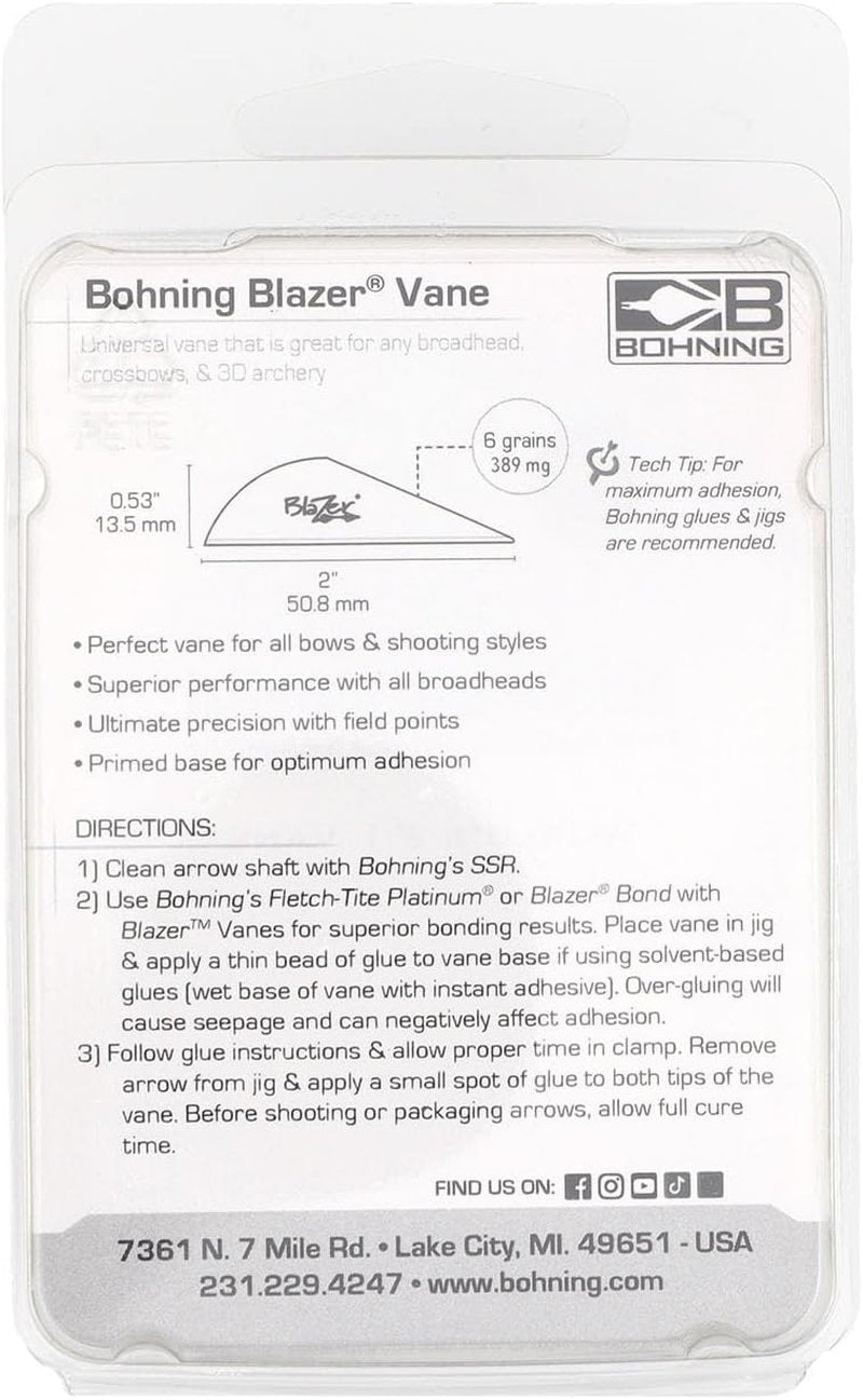 Bohning Blazer Vane - Purple Archery Fletching | Pack of 36, 2-Inch Length