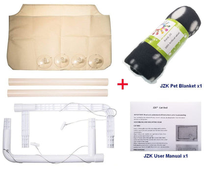 JZK Window Mounted Cat Hammock + Blanket, Suction Cup Pet Bed and Black Blanket for Cat Perch