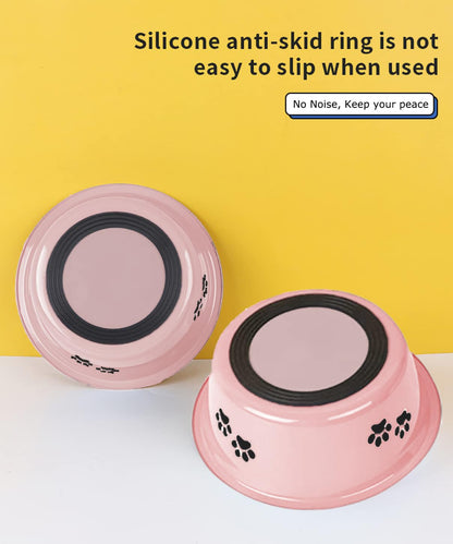 YUDANSI 860ml Pink Dog Bowls 2 Pack Small Medium Dogs Feeding Bowls Food Water Bowls with Non-Slip Silicone Sole, Stainless Steel Dog Dishes Elevated Raised Pet Feeder
