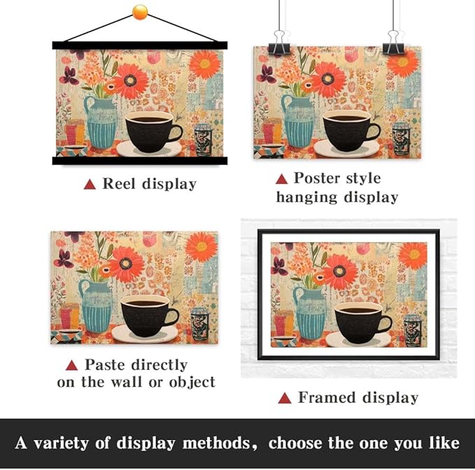 Yesad Vintage Coffee Art Print, Coffee Bar Décor Kitchen Art Canvas Wall Art Pictures Poster Prints Retro Décor Home Décor for Living Room Farmhouse Dining Room Wall Décor (Unframed,30”x20”, Coffee8)