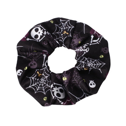 4pcs Halloween Hair Ties Elastics Hair Scrunchies Pumpkin Ghost Skeleton Spider Web Bats Hair Accessories for Women Girls Ponytail Holder Hair Band Ropes