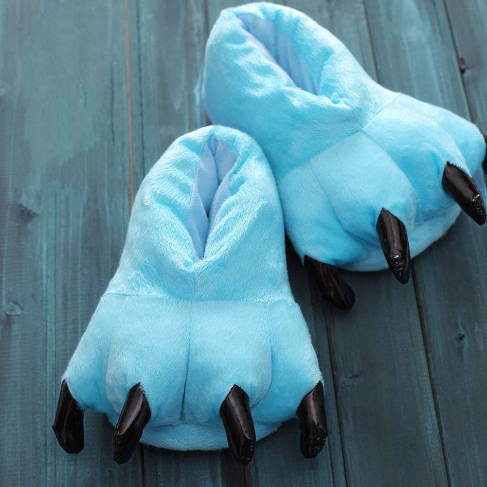 FashionFits Unisex Soft Plush Home Slippers Animal Costume Paw Claw Shoes Light Blue L