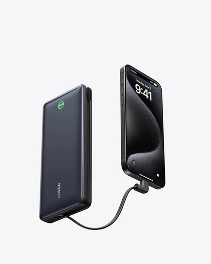 Anker Nano Power Bank 20K – 30W Fast Charging, Built-in USB-C Cable, Ultra-Compact 20000mAh Battery Pack for iPhone 16, 15, 14, 13, Samsung Galaxy S25, S24, S23, S22, iPad Air, Google Pixel, AirPods
