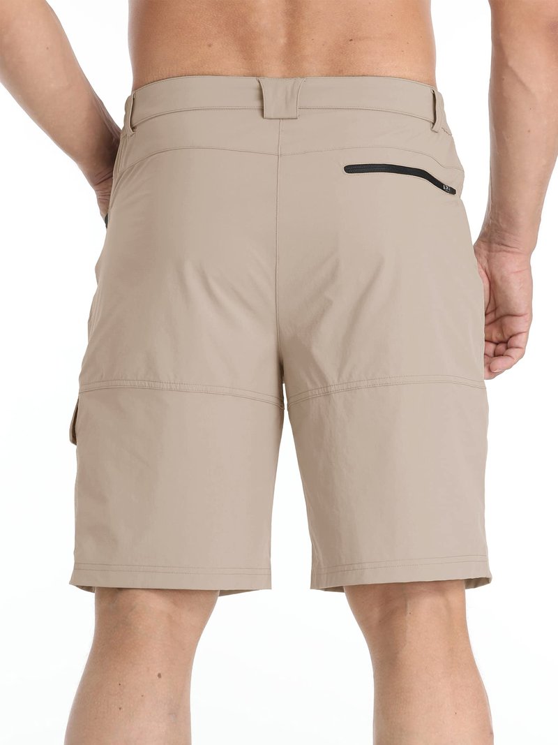 TACVASEN Mens Casual Shorts 10" Hiking Travel Shorts Lightweight Quick Dry Summer Golf Dress Fishing Travel Zipper Pockets Light Khaki 36
