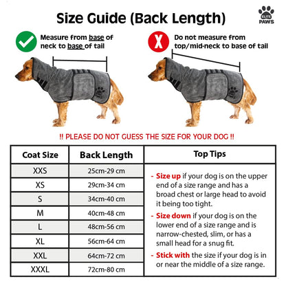Elite Paws® UK: Luxury Dog Drying Coat, Thicker & Softer Than Most Bath Robes, Dries Pets in About 20-30 Mins, Super Absorbent Microfibre, Limits Mess, Covers Ears, All-Season Dressing Gown Towel, M