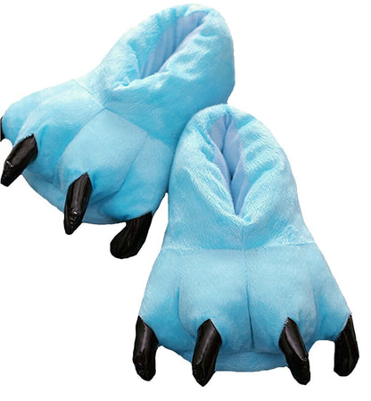 FashionFits Unisex Soft Plush Home Slippers Animal Costume Paw Claw Shoes Light Blue L