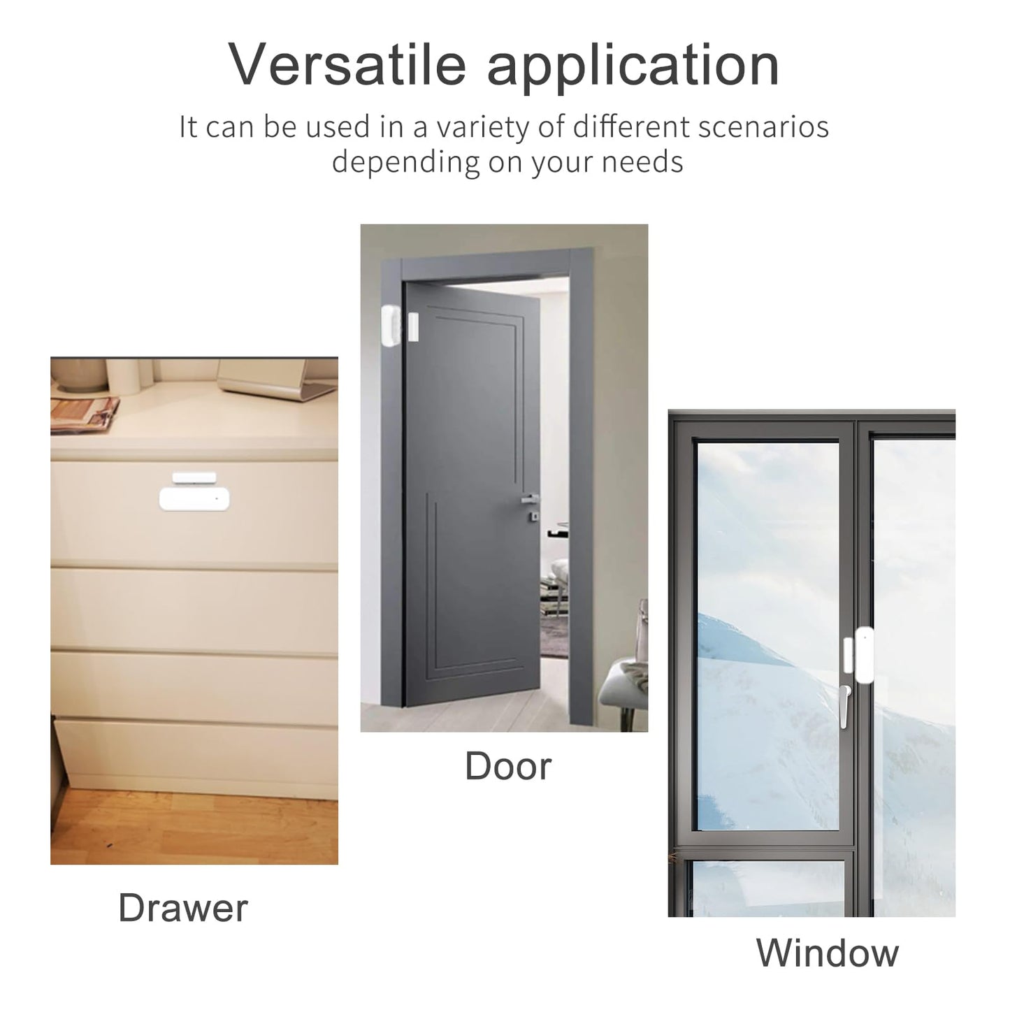 4-Pack Smart Door and Window Sensor, 2.4G WiFi Door Sensor, Tuya/Smart Life Contact Sensors for Home Security & Smart Home Automation, Compatible with Alexa Google Assistant