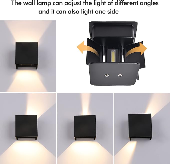 Outdoor Wall Lights Exterior Wall Sconce,ETL Listed Up and Down Lights Outdoor Porch Light,20W 6500K Modern Wall Sconce,4.72-inch Indoor Sconces Wall Lighting for Entryways,Hallways(Black-1 Pack)