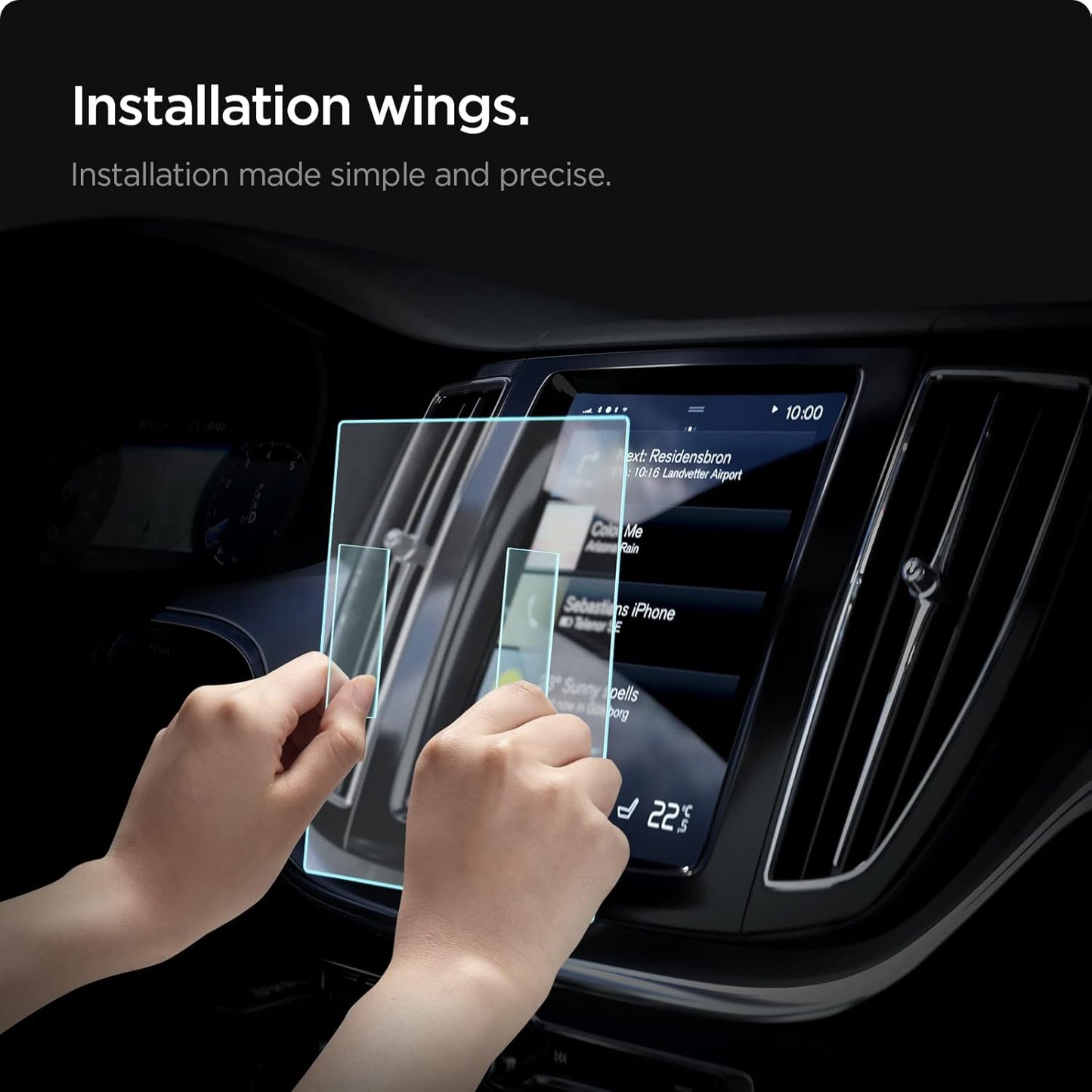 Spigen Tempered Glass Screen Protector [GlasTR Slim] designed for Volvo XC40, 60, 90 (2025-2021), S60, 90 (2025-2018), V60, 90 (2025-2019), EX 40 9 inch Dashboard Touchscreen - Matte/Anti Fingerprint