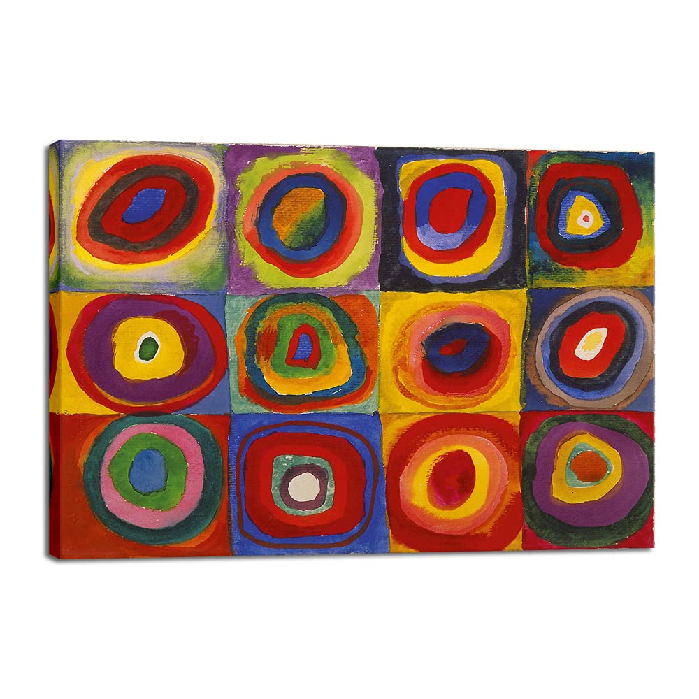 Wieco Art Framed Canvas Wall Art Composition VII, 1913 by Wassily Kandinsky Classic Abstract Famous Paintings Reproductions Canvas Wall Art for Home Decoration