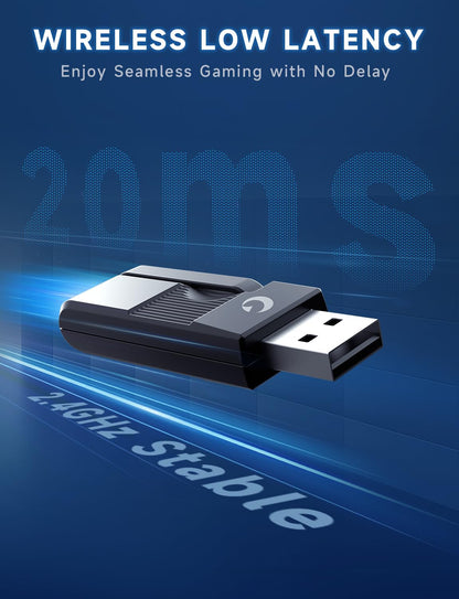 Gvyugke 2.4GHz Wireless Gaming Headsets for PS5, PS4, PC, Switch - Bluetooth 5.3 Gaming Headphones with Noise Canceling Mic, 7.1 Surround Sound, 70H Battery, Blue Lighting - White