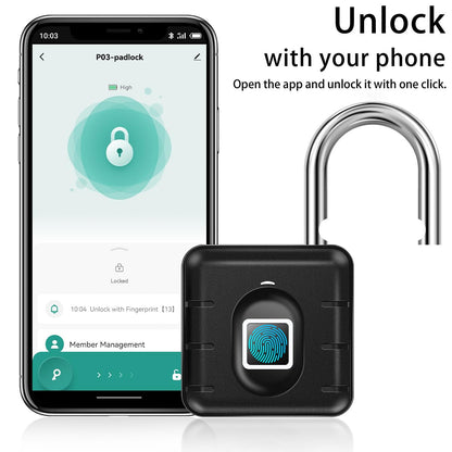 AICase Fingerprint Padlock Waterproof, Lock Smart Padlock, Anti-Theft Keyless Biometric Lock IP67 Outdoor/Indoor Lock Suitable for Luggage, Suitcase, Backpack, Bike, School Locker, Gym Locker Lock