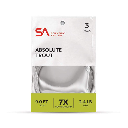 Scientific Anglers Absolute Trout Fly Fishing Leader 3 Pack, 7.5ft - 1X