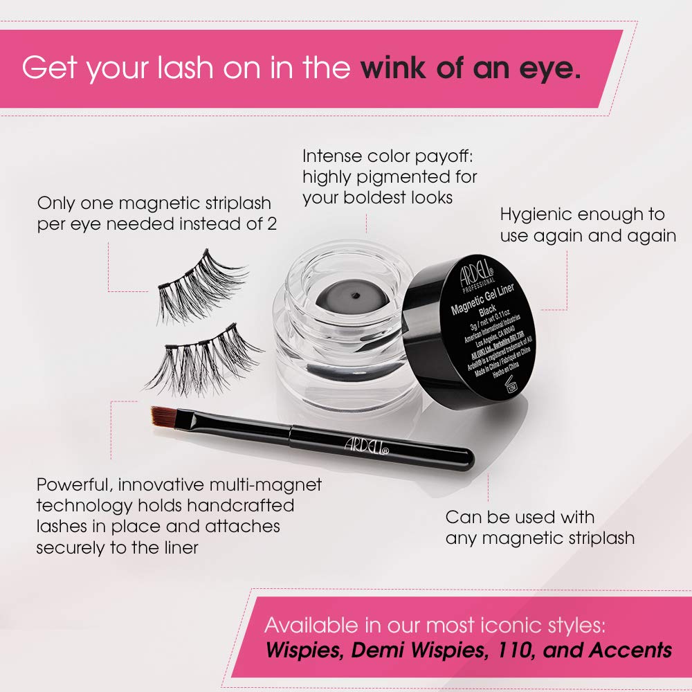 Ardell Magnetic Gel EyeLiner & False Lashes, Accent 002, 1 set, Black