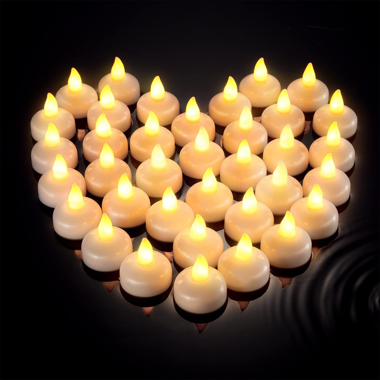 Honoson 36 Pieces Flameless Floating Candles Waterproof LED Tealights Floating Candles Warm White Battery Operated for Valentine Wedding Party Pool Decorations(Yellow Light)