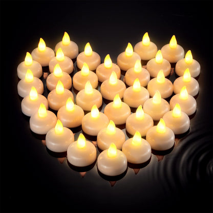 Honoson 36 Pieces Flameless Floating Candles Waterproof LED Tealights Floating Candles Warm White Battery Operated for Valentine Wedding Party Pool Decorations(Yellow Light)