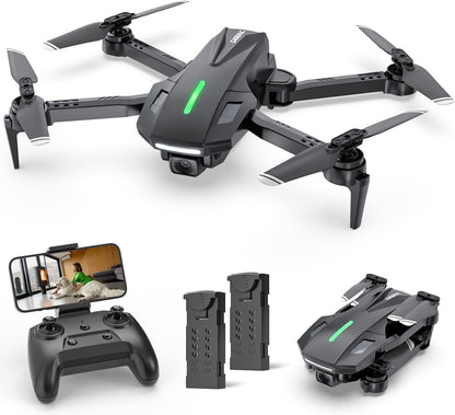 DEERC D70 Mini Drone for Kids Adults with Camera, 1080P HD Foldable RC Quadcopter for Boys Girls with Headless Mode, Tap Fly, 360° Flips, Voice and Gesture Control, 2 Modular Batteries