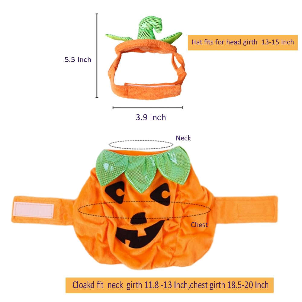ANIAC Pet Pumpkin Costume Cat Halloween Hat Cloak Sets Puppy Poncho Dog Halloween Cosplay for Kitty Small Medium Sized Dog