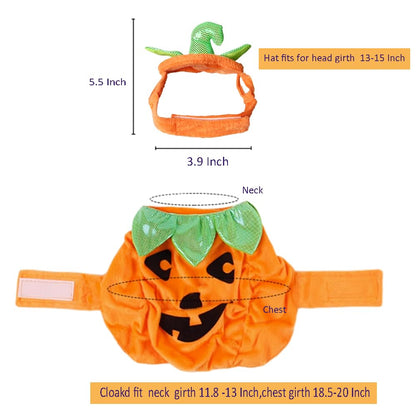 ANIAC Pet Pumpkin Costume Cat Halloween Hat Cloak Sets Puppy Poncho Dog Halloween Cosplay for Kitty Small Medium Sized Dog