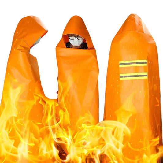 DIBBATU Fireproof Cloak, Fire Escape Cloak, Extra Big Fireproof Fiber Cape, Emergency Used as A Fire Blanket, Head Protection Fire Escape kit for Household, Office Home (Orange, 72 * 70in)