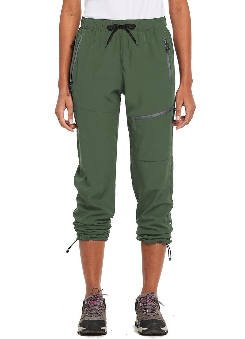 baleaf Travel Pants Women Hiking Long Tall Lightweight Quick Dry Water Resistant Cargo Pants 31'' Trip 31''-Army Green XS